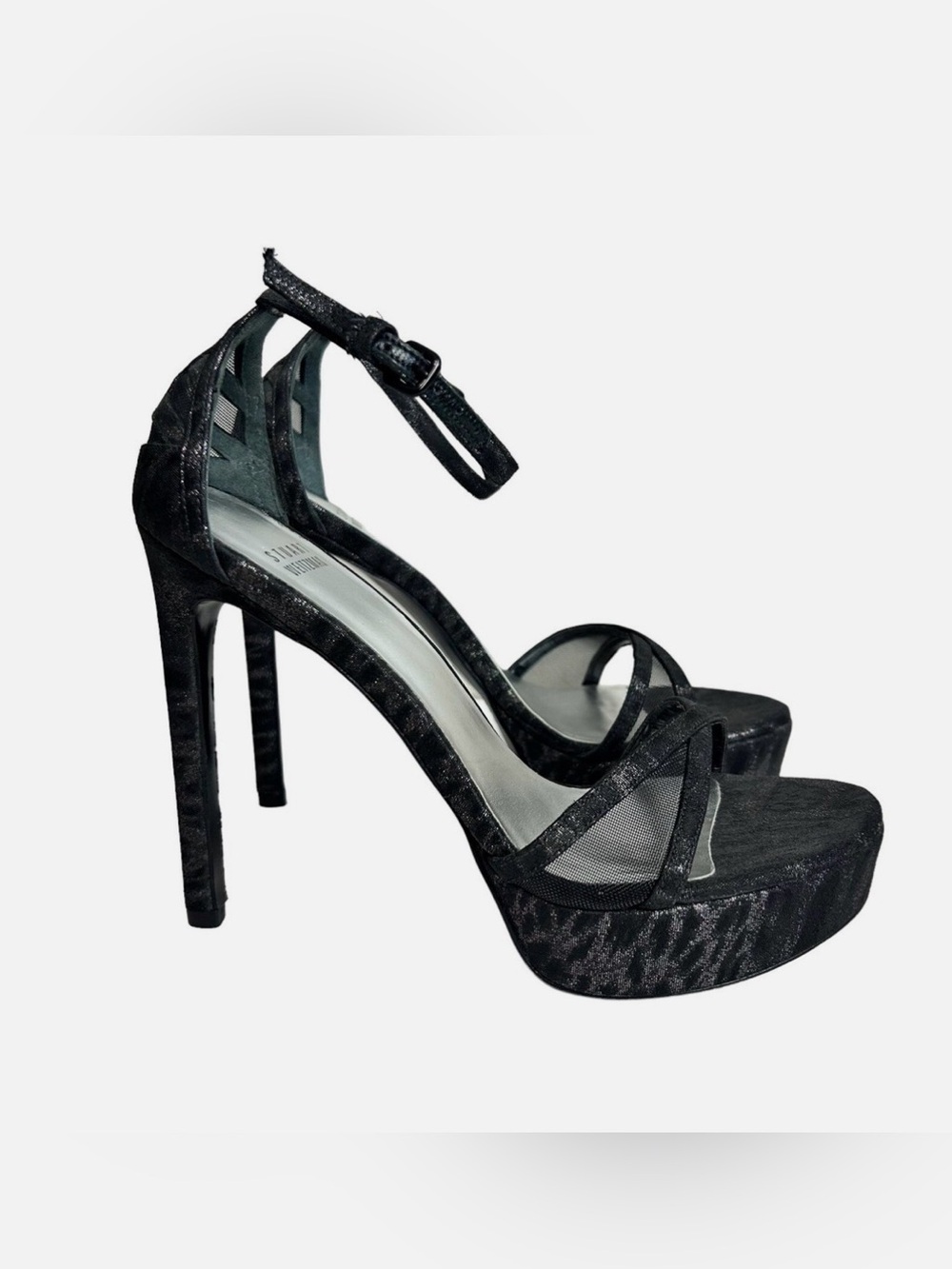Stuart Weitzman Platform Ankle Strap Glittzer Tizyou women’s size 10